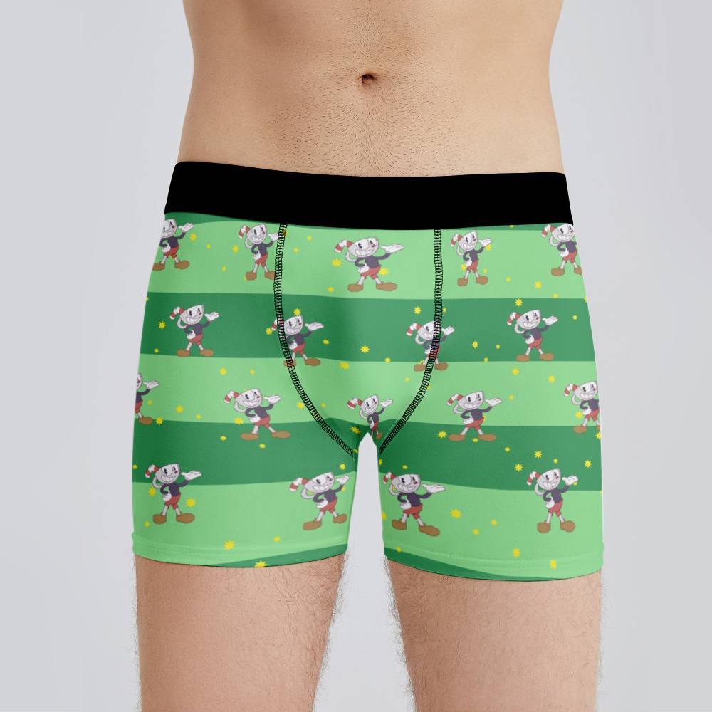 Cuphead Boxers Custom Photo Boxers Men s Underwear Striped Printed