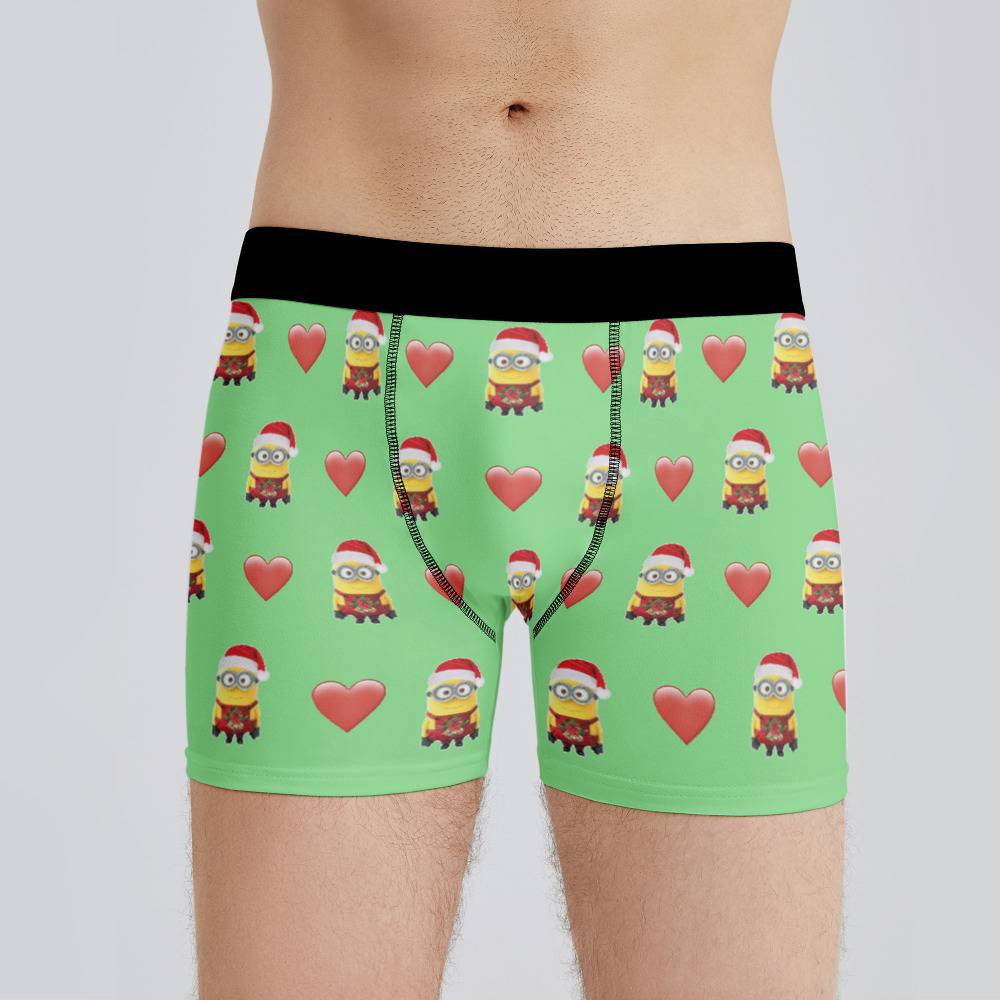 Minions Boxers Custom Photo Boxers Men's Underwear Heart Boxers White