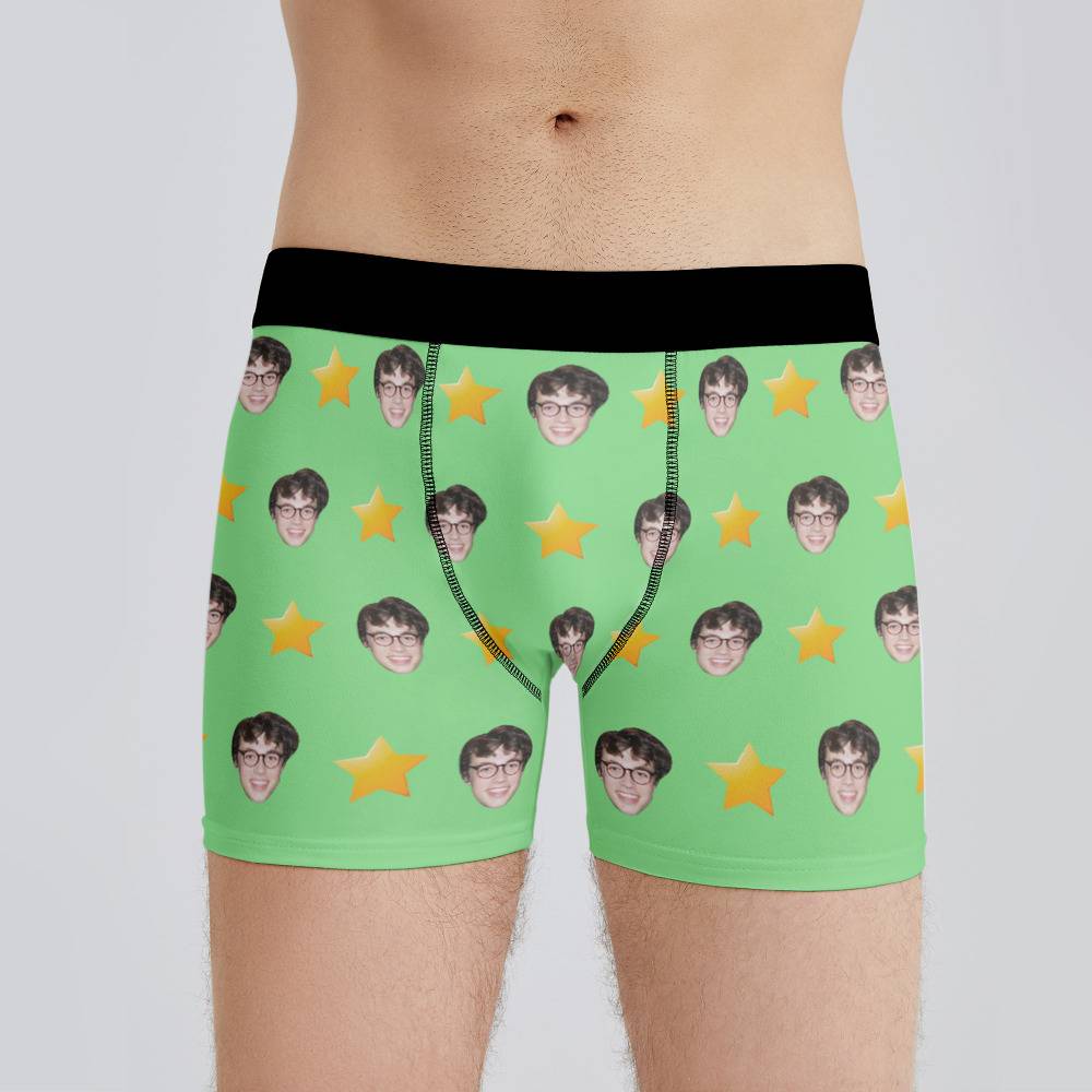 Peter Mcpoland Boxers Custom Photo Boxers Men's Underwear Star Boxers Green