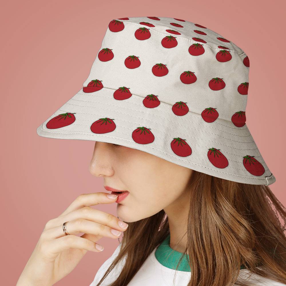 Red and White Polka Dot Bucket Fisherman Hat Sun Protection Hat