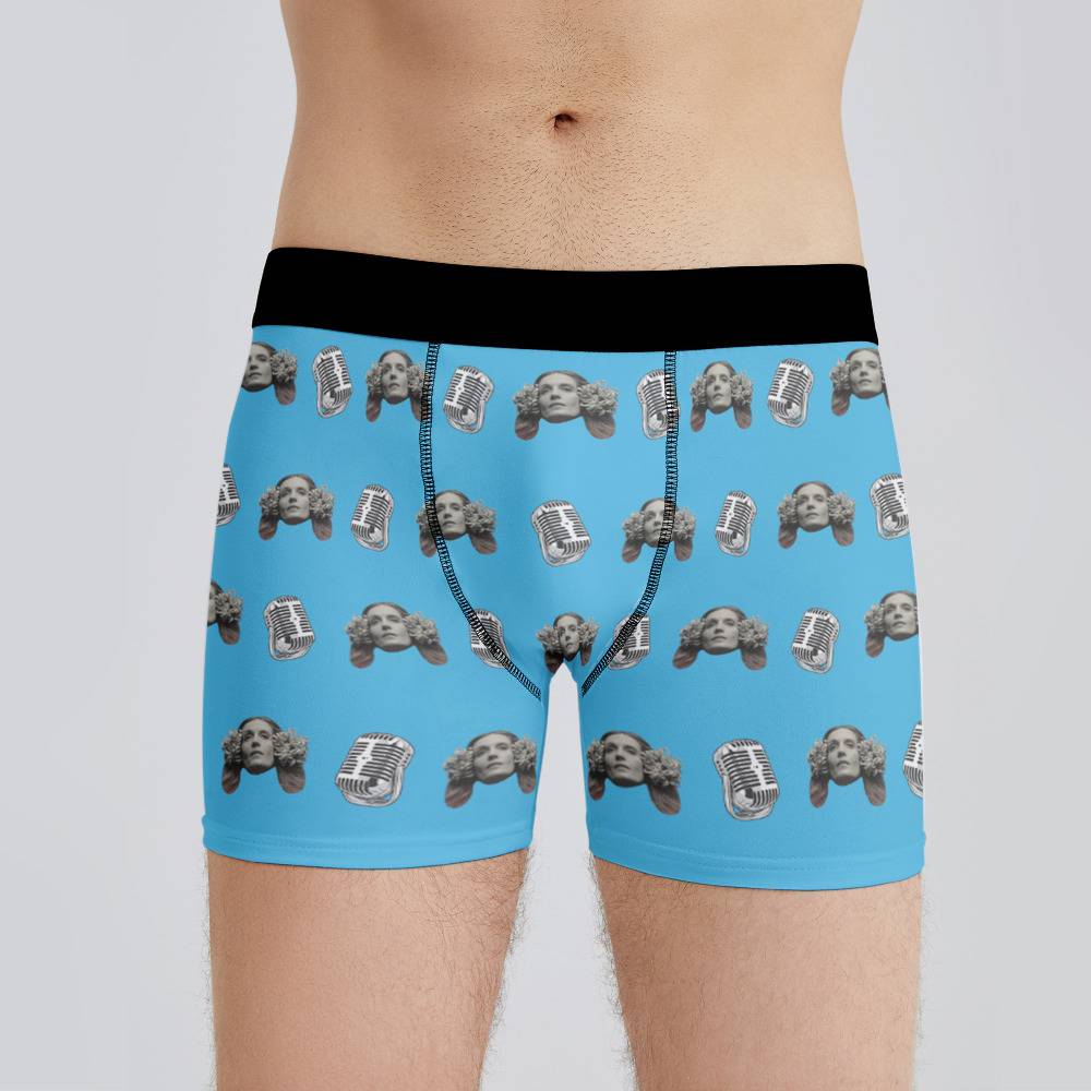 Florence And The Machine Boxers Custom Photo Boxers Men's Underwear  Microphone Boxers Blue