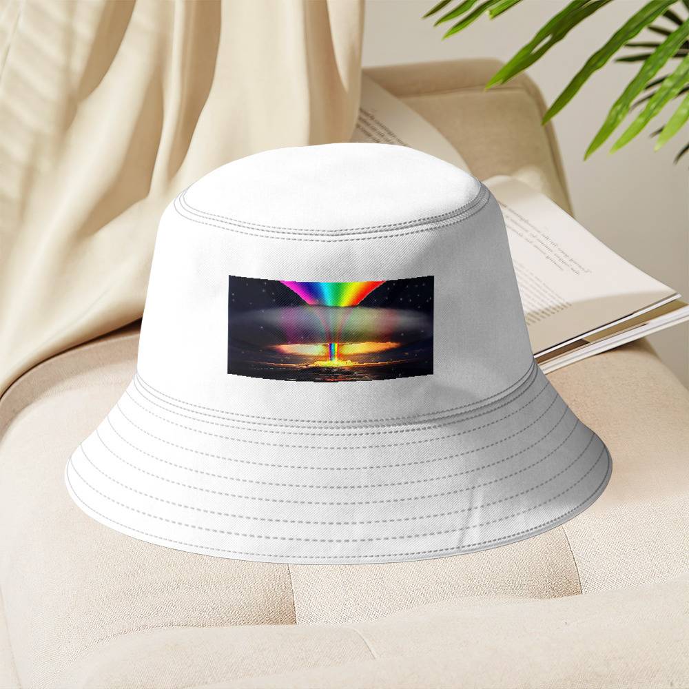 Taicanon LGBT Gay Pride Bucket Hat Fashion Fisherman Hat Beach Sun Hat for  Men Women Summer Travel Bucket Hat(White)