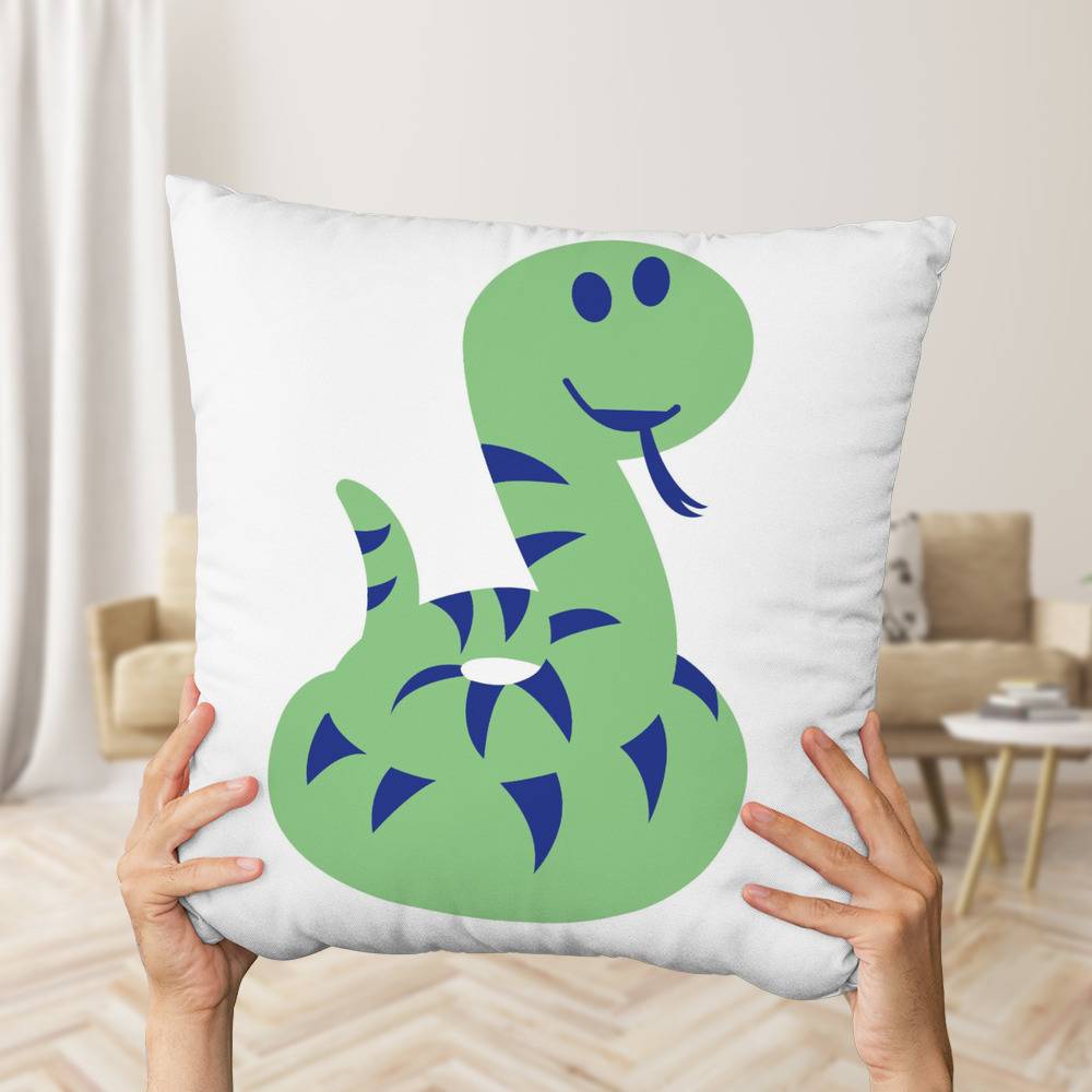 Pillow Decor - Snake Print Cotton Large Throw Pillow