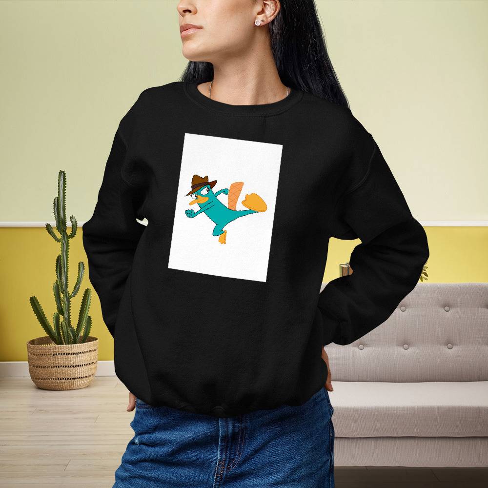 Perry The Platypus Crew Neck Sweatshirt Perry The Platypus Classic Photo Crew Neck Sweatshirt