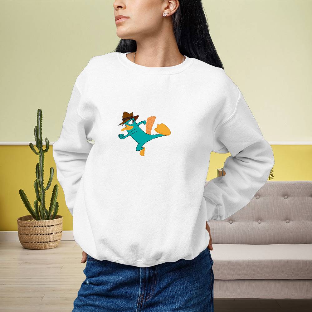 Perry The Platypus Crew Neck Sweatshirt Perry The Platypus Classic Photo Crew Neck Sweatshirt