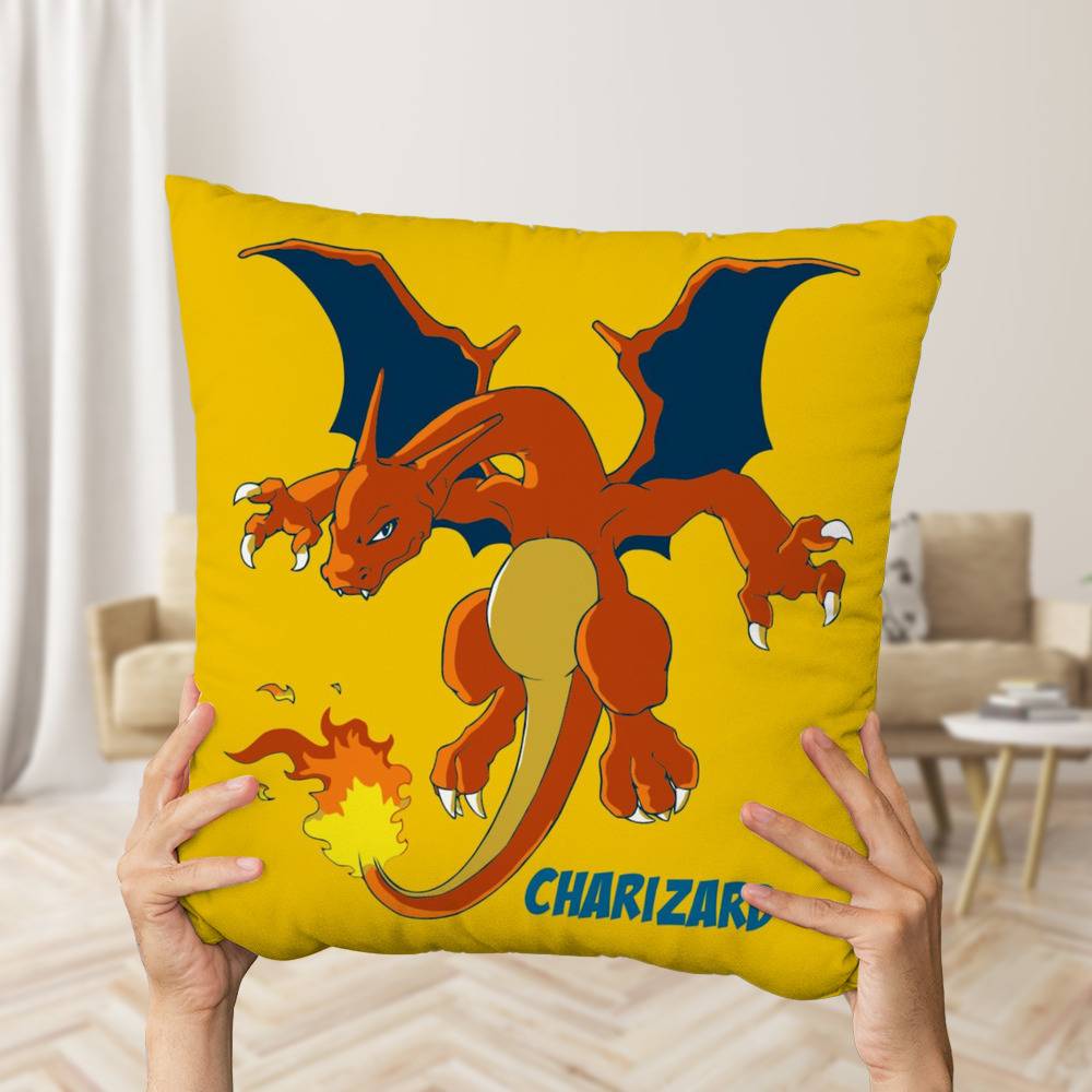 Pastele pokemon charizard Custom Pillow Case Personalized Spun Polyester  Square Pillow Cover Decorative Cushion Bed Sofa