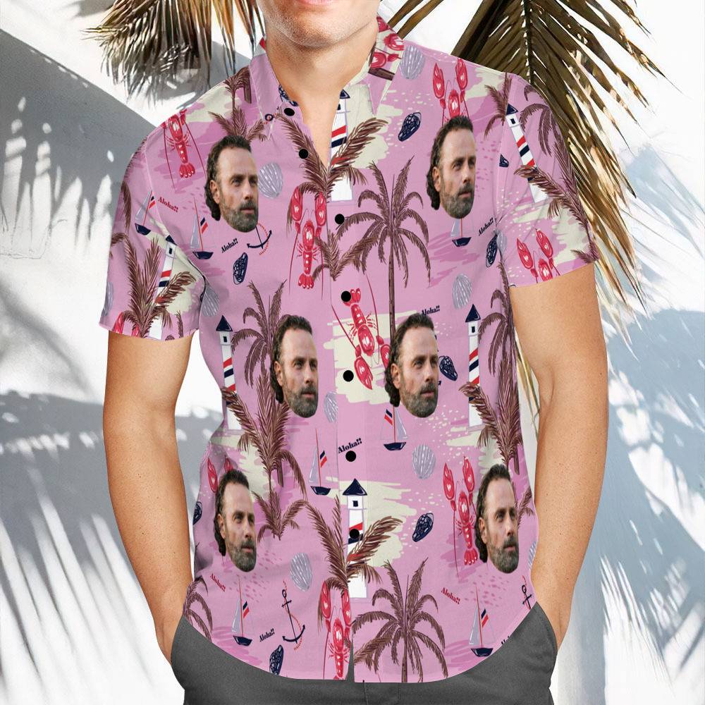 The Walking Dead Hawaiian Shirt Custom Photo Hawaiian Shirt Pink