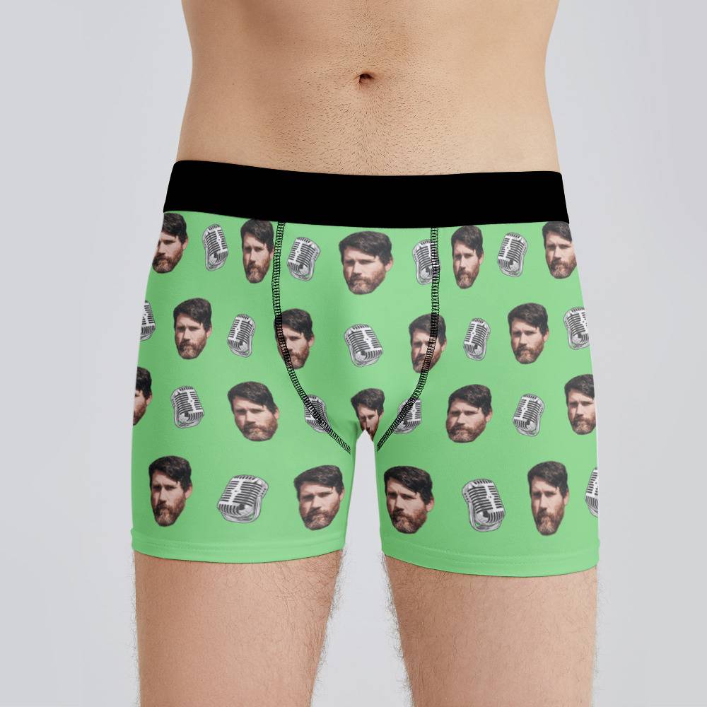 Billy Strings Boxers Custom Photo Boxers Men's Underwear Music Note Boxers  Green