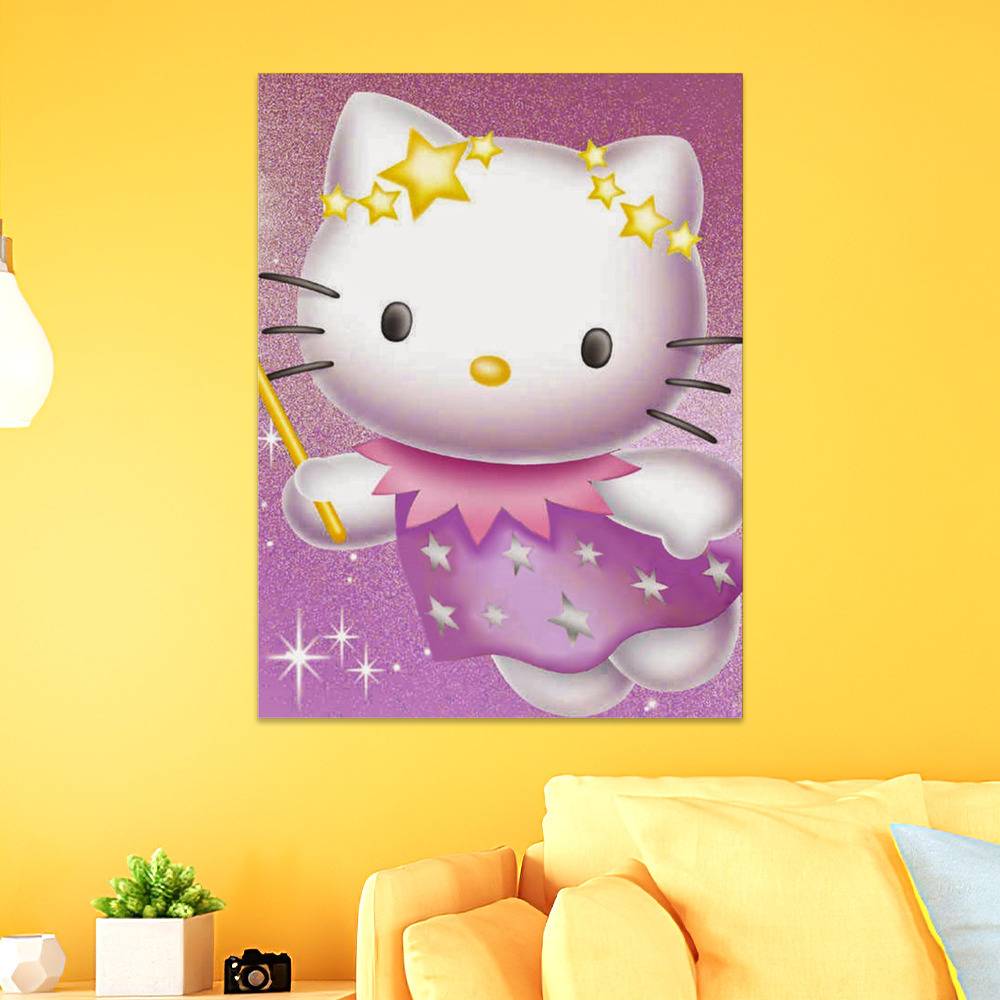 Hello Kitty Poster Pink Fairy Stick Poster Wall Art Sticky Poster