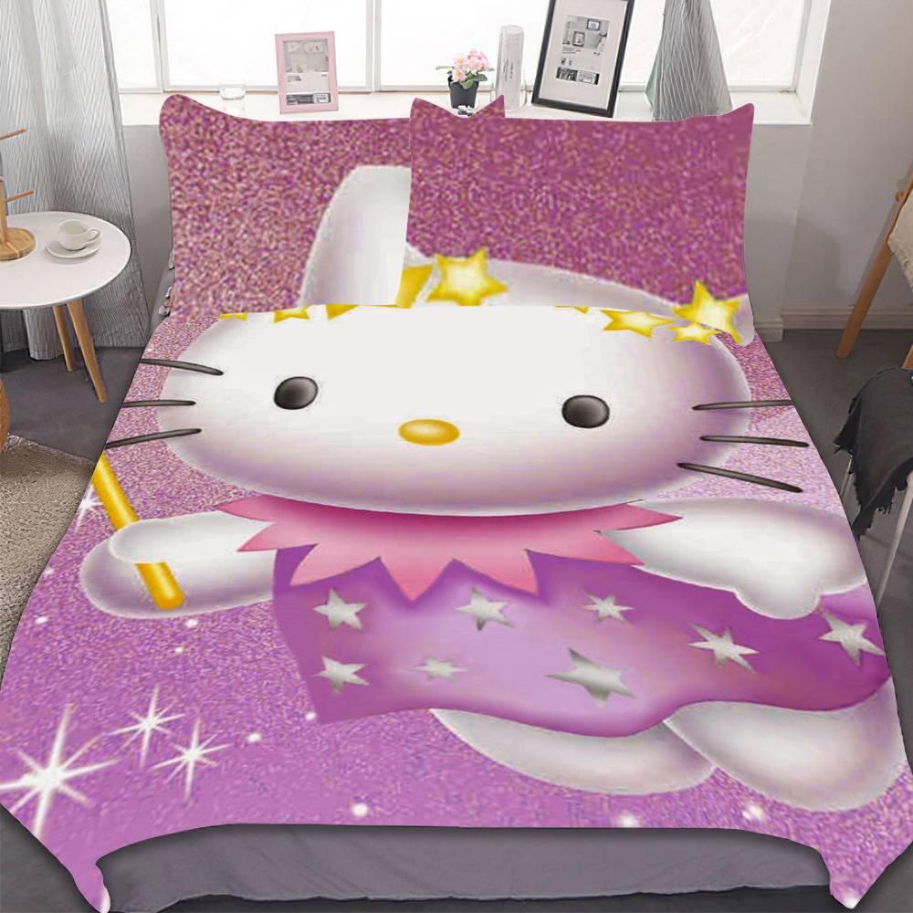 Hello Kitty Bedding Set Quilt Bedding Set Sanrio Hello Kitty In Pink Dress  Pink Butterflies Bed Sheets Duvet Cover Sets Bedroom Decor Gift - Laughinks