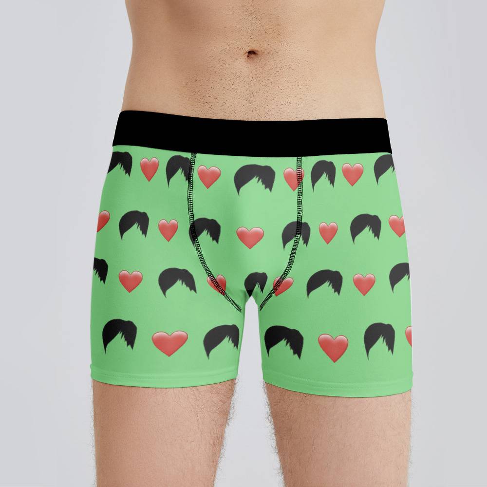 Emo Memes Boxers Custom Photo Boxers Men's Underwear Heart Boxers Green